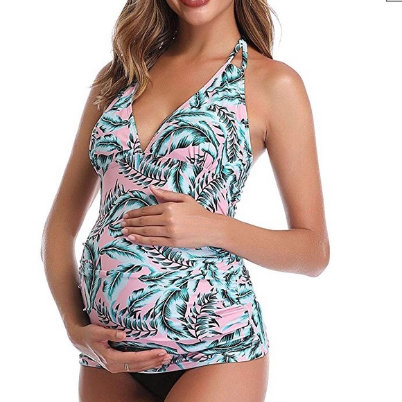 Halter Tankini Maternity Swimsuit - Picture 1 of 6